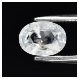 0.93ct 6.7x5mm Oval Natural White Sapphire - Heate