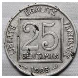 France 25 Centimes 1903
