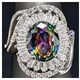 Silver 5.2g Mystic Topaz 2ct Ring