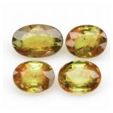 4pcs Lot 0.88ct t.w Oval Natural Yellowish Green T