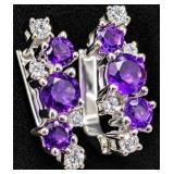 Silver 3.3g Amethyst App 0.8ct Earring