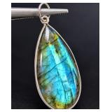 Silver 4.5g Labradorite 20ct Pendant