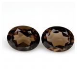 Pair 2pcs/3.68ct t.w 9x7mm Oval Natural Smoky Quar