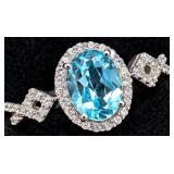 Silver 3.25g Blue Topaz 1.5ct Ring