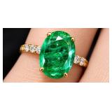 10K Gold 1.9g Emerald 2.8ct LabDiamond 0.06ct Ring