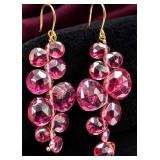 10K Gold 3.23g Grape Garnet 14.8ct Earring