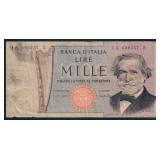 1969 Italian 1,000 Lire Banknote