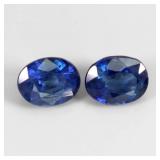 Pair 2pcs Oval Natural Heated Royal Blue Sapphire