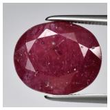 7.21ct 12x10.3mm Oval Purplish Red Ruby - Heated G