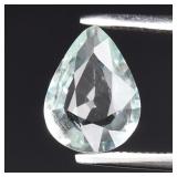 0.90ct Pear Natural Very Light Greenish Blue Aquam