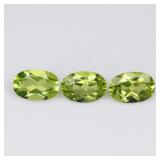3pcs Lot 1.54ct t.w 6x4mm VS IF Oval Natural Green