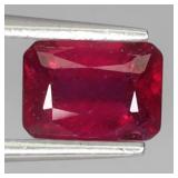 Emerald Cut Natural Heated Top Rich Red Pink Ruby