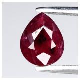 0.93ct 7.5x6mm Pear Natural Purplish Red Ruby - He