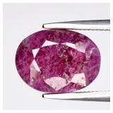 4.88ct 10.5x8mm Oval Natural Purplish Red Ruby - H