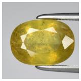 3.25ct Oval Greenish Yellow Sapphire - Heated Glas