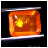 Emerald Cut Natural Hot Rainbow Orange Fire Opal E