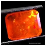 Emerald Cut Natural Hot Rainbow Orange Fire Opal E