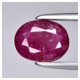 2.35ct 7.8x6mm Oval Natural Purplish Red Ruby - He