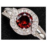 Silver 3.2g Garnet 1ct Ring