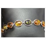 Silver 10.9g Amber Bracelet 7'
