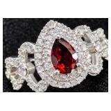 Silver 3.41g Garnet 0.5ct Ring