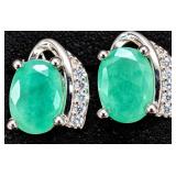 Silver 2.71g Emerald 2ct Earring