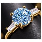 10K Gold 1.5g Blue Lab Diamond 1ct Ring Size 5.5