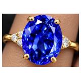 10K Gold 1.9g Tanz 3.5ct Lab Diamond 0.06ct Ring