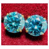 14K Gold Blue Lab Diamond 0.55ct Earring