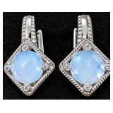 Silver 6g Agate 2ct Earring