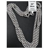 Silver 10.85g Rhodium Plated Curb Chain 22''