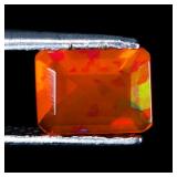 Emerald Cut Natural Hot Rainbow Orange Fire Opal E