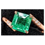 10K Gold 1.7g Emerald 0.9ct Dia 0.05ct Ring Size 7