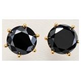 14K Gold 0.8g Black Diamond 1.94ct Earring