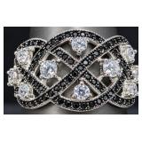 Silver 4.7g Black Onyx And Cz Ring