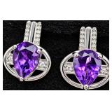Silver 3.13g Amethyst 1.4ct Earring