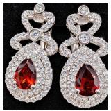 Silver 5.07g Garnet App 1ct Earring