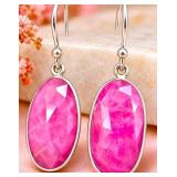 Silver 5.21g Ruby App 12ct Earring