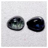 Pair 2pcs/1.54ct t.w Pear Cabochon Natural Green B
