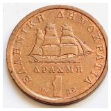 Greece 1988, 1 DRACHMA coin 18mm