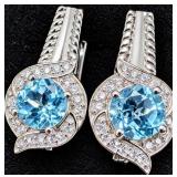 Silver 4.9g Blue Topaz 2ct Earring