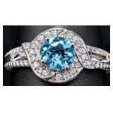 Silver 3.1g Blue Topaz 1ct Ring