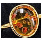 Silver 2.3g Amber Ring