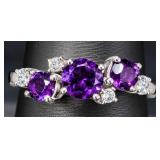 Silver 3g Amethyst App 0.8ct Ring