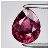 1.60ct 8x6.5mm Pear Natural Purplish Pink Rhodolit