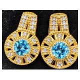 Silver 3.8g Blue Topaz 0.5ct Earring