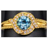Silver 3.4g Blue Topaz 1ct Ring