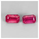 Pair 2pcs Octagon Natural Heated Red Ruby Mozambiq