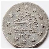 Ottoman 1293AH Abdul Hamid II silver 1 KURUSH coin