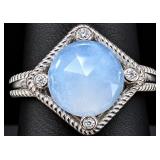 Silver 4.6g Agate 3ct Ring
